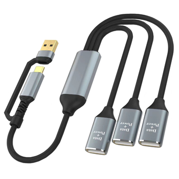 USB Type-C σε USB 2.0 3 θύρες hub docking, OTG δεδομένων, καλώδιο 30 cm