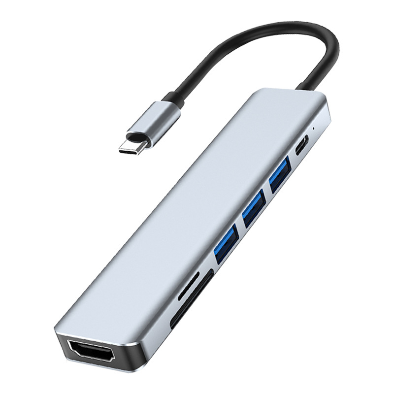Stație de docking Type-C 7-in-1 pentru laptopuri Apple, expander Type-C, alimentare de până la 100W, sursă de alimentare externă, cablu de 15 cm