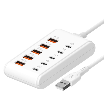 Stație docking USB-C cu mai multe porturi, 66W, cablu de 1 m, alimentare externă, model One-to-Twelve