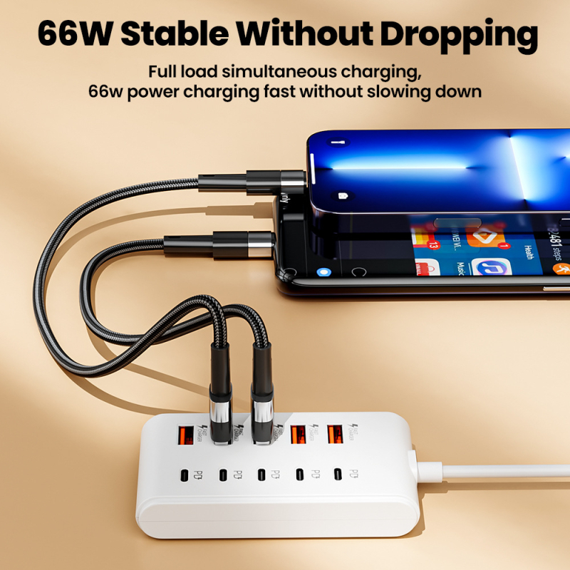Stație docking USB-C cu mai multe porturi, 66W, cablu de 1 m, alimentare externă, model One-to-Twelve