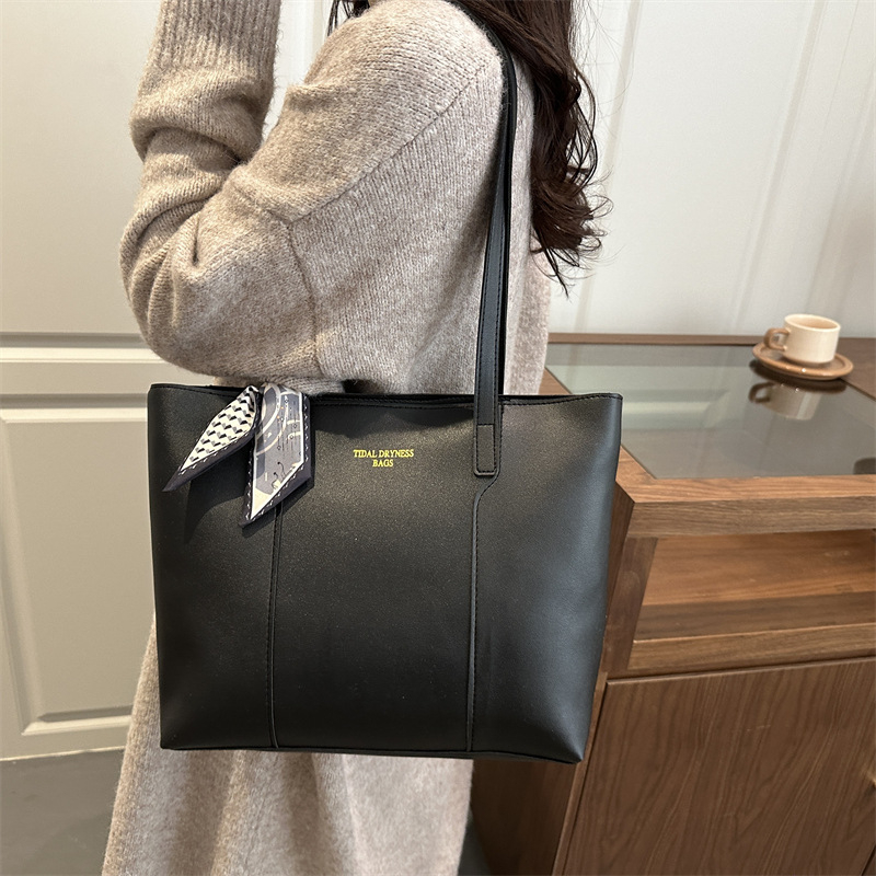 Geantă Tote din PU, formă orizontală pătrată, închidere cu fermoar, două mânere, design unisex