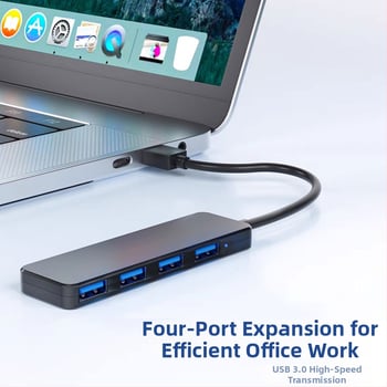 USB 3.0 hub s 4 portovima, razdjelnik jedan na četiri, 5Gbps, kabel 20 cm, napajanje preko USB