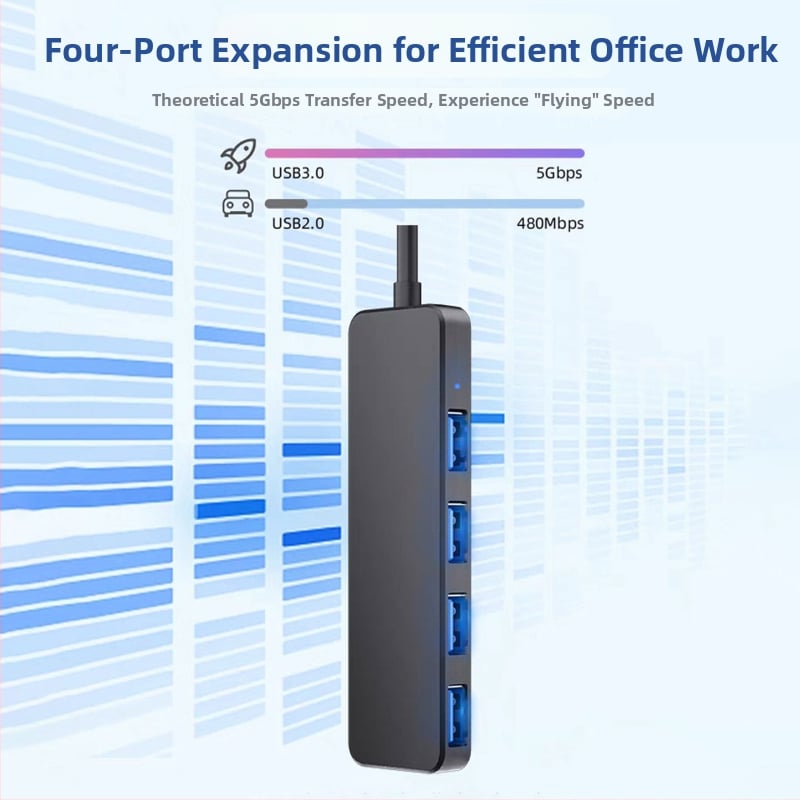 USB 3.0 hub s 4 portovima, razdjelnik jedan na četiri, 5Gbps, kabel 20 cm, napajanje preko USB