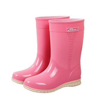Moteriški PVC lietaus batai, vidutinio ilgio, atsparūs vandeniui, neslystantis padas, šilta velūrinė įdaila