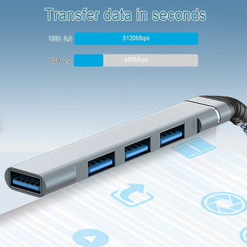 Type-C USB 3.0 hub adaptér, jednoportový rozbočovač, 5Gbps prenos, napájanie cez zbernicu
