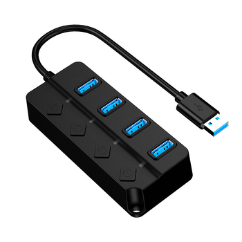 USB 3.0 hub s 4 priključcima i neovisnim prekidačem te vanjskim napajanjem, Kawazhizawa CZ-01, 5 Gbps
