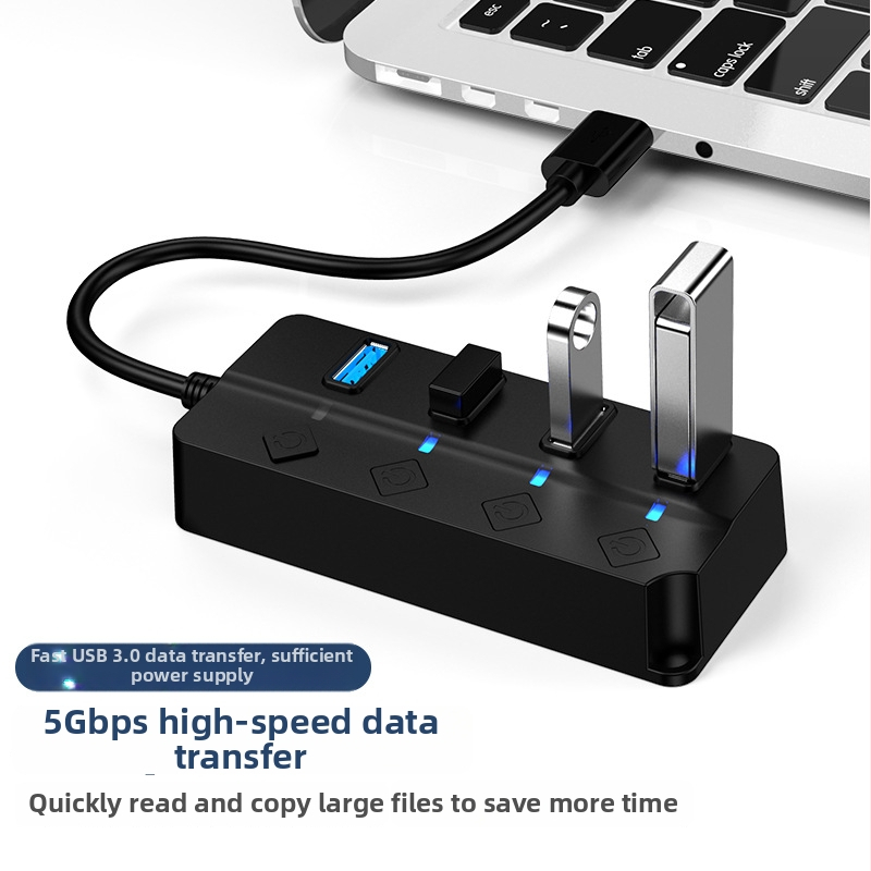USB 3.0 štvportový hub s nezávislým vypínačom a externým napájaním, Kawazhizawa CZ-01, 5 Gbps