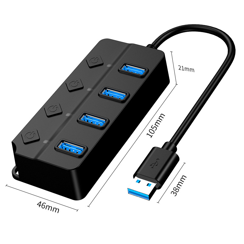 USB 3.0 hub s 4 priključcima i neovisnim prekidačem te vanjskim napajanjem, Kawazhizawa CZ-01, 5 Gbps