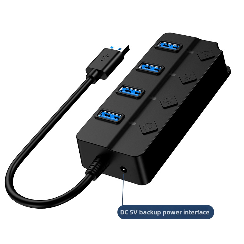 USB 3.0 štvportový hub s nezávislým vypínačom a externým napájaním, Kawazhizawa CZ-01, 5 Gbps