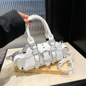 PU motorkárska taška s polyesterovou podšívkou, magnetické zapínanie, zipsová priehradka a vrecko na telefón, horizontálny štvorcový tvar, na každodenné použitie, jar 2025