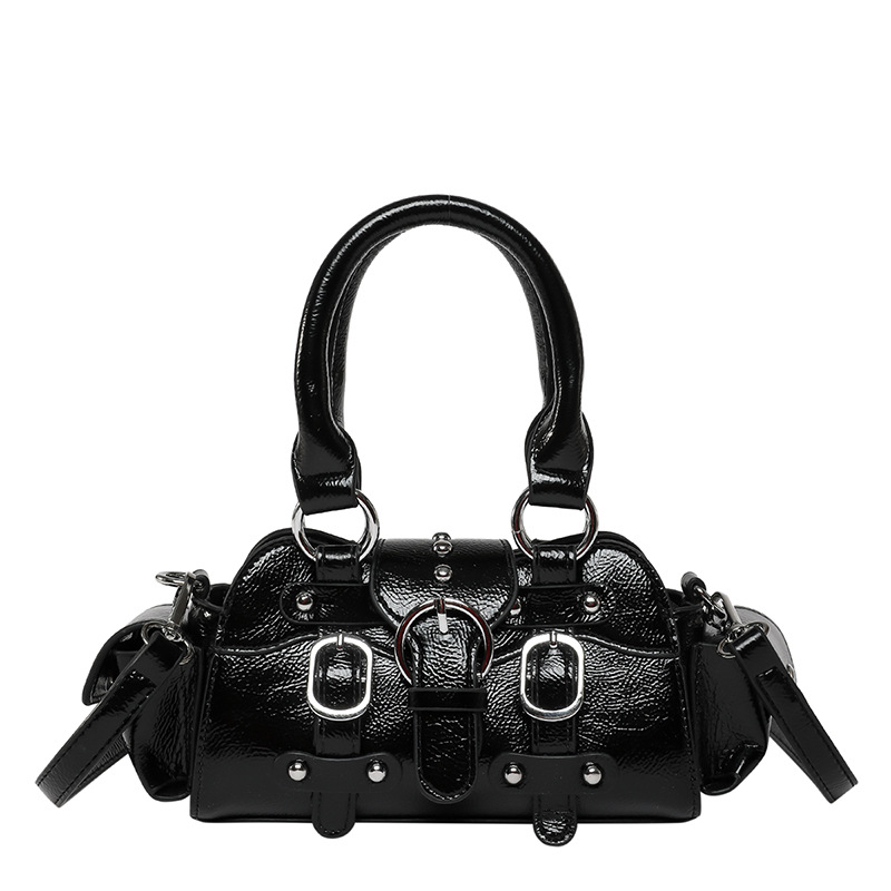 PU motorkárska taška s polyesterovou podšívkou, magnetické zapínanie, zipsová priehradka a vrecko na telefón, horizontálny štvorcový tvar, na každodenné použitie, jar 2025