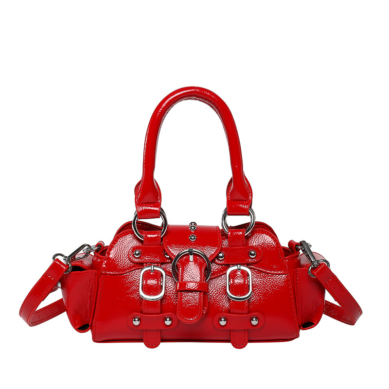 PU motorkárska taška s polyesterovou podšívkou, magnetické zapínanie, zipsová priehradka a vrecko na telefón, horizontálny štvorcový tvar, na každodenné použitie, jar 2025