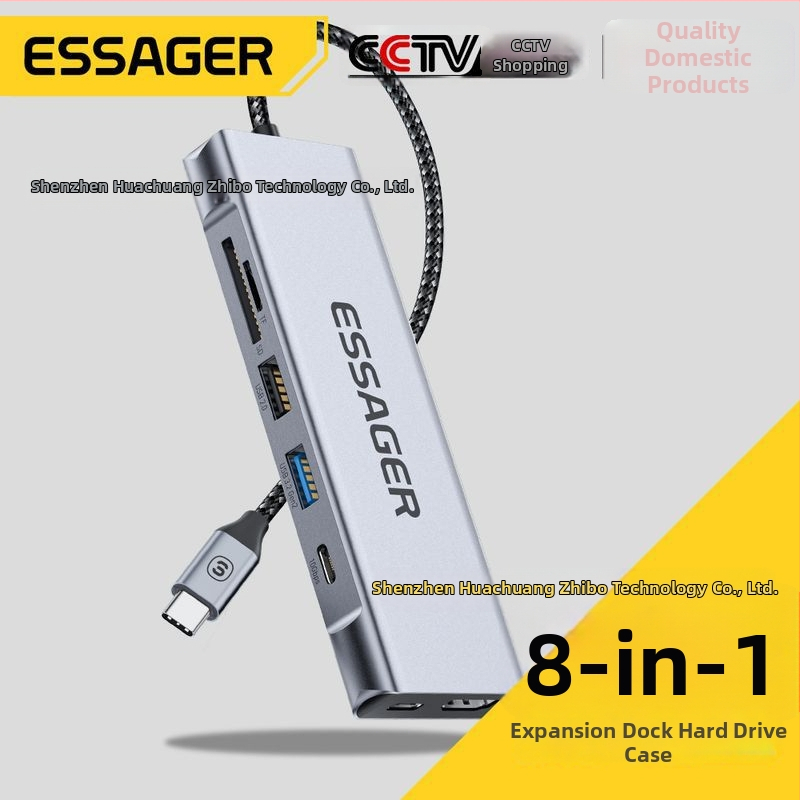 ESSAGER 8-in-1 rozširujúca dokovacia stanica s USB HUB a M.2 SSD skrinkou - USB 3.2 Gen2, 10 Gbps