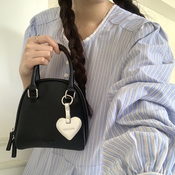 Geantă de damă din PU în formă de scoică, stil stradal, închidere cu fermoar, buzunar interior cu fermoar