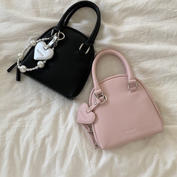 Geantă de damă din PU în formă de scoică, stil stradal, închidere cu fermoar, buzunar interior cu fermoar