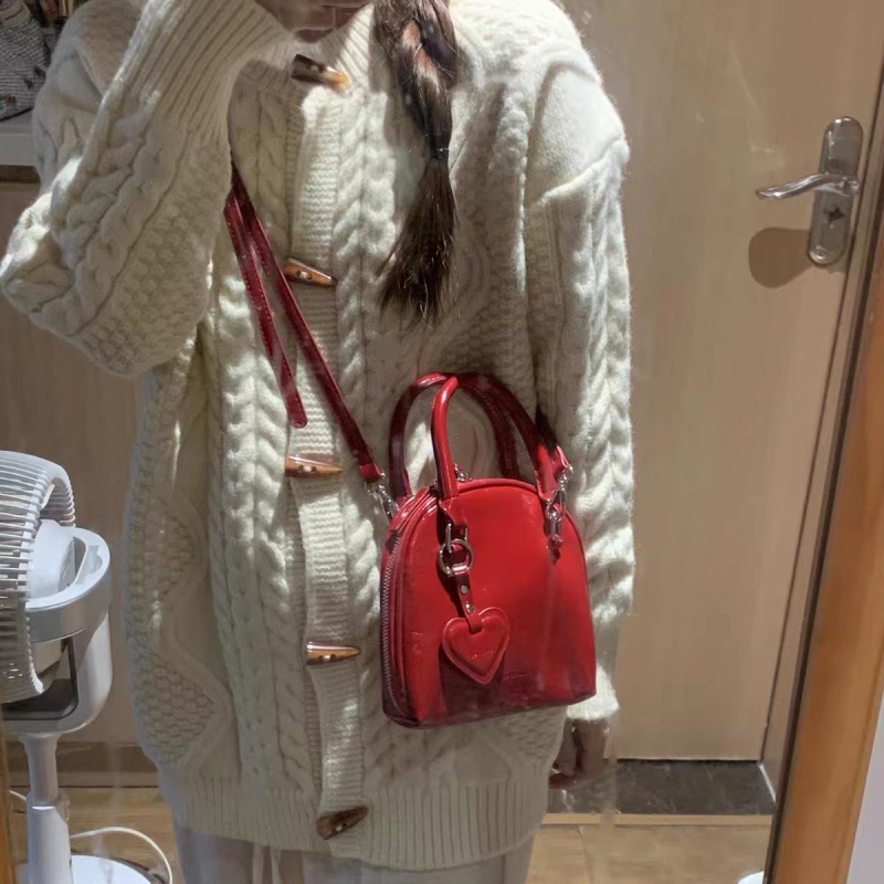 Geantă de damă din PU în formă de scoică, stil stradal, închidere cu fermoar, buzunar interior cu fermoar