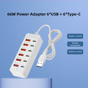 Docking stanica s 12 portov USB-C a USB, USB 3.0, 66W PD, 6 Type-C + 6 USB, 100 cm kábel
