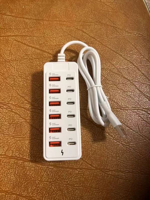 Docking stanica s 12 portov USB-C a USB, USB 3.0, 66W PD, 6 Type-C + 6 USB, 100 cm kábel