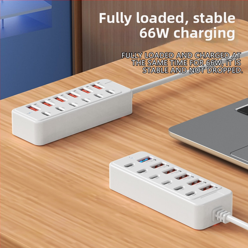Docking stanica s 12 portov USB-C a USB, USB 3.0, 66W PD, 6 Type-C + 6 USB, 100 cm kábel