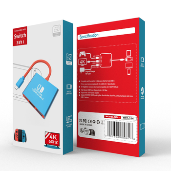 Dock USB-C HDMI HYC-336, 4K multi-out, 3 porturi HDMI, 20 Gbps