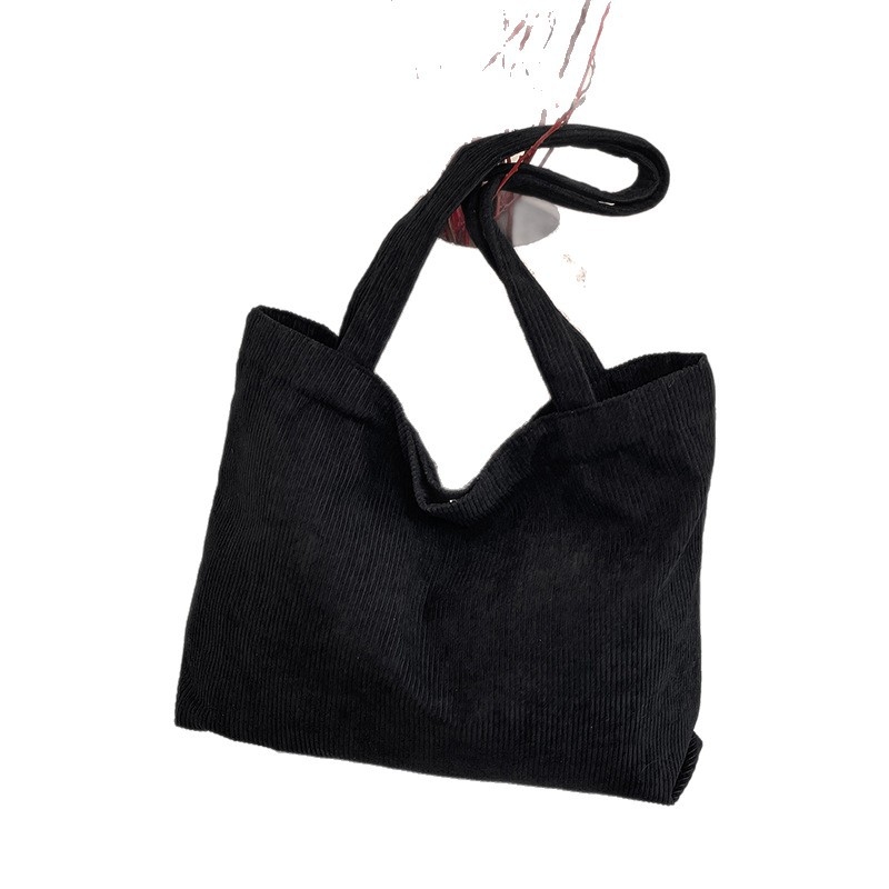 Бродирана Corduroy Tote чанта, ежедневна кръгла форма, цип, полиестерна подплата
