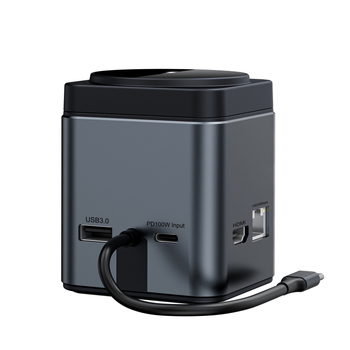 Stație de docking USB-C W15 cu încărcare wireless magnetică de 15W, transfer 5Gbps, alimentare externă