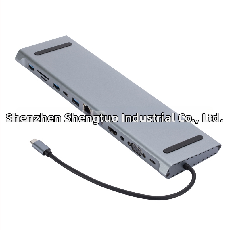 Type-C rozširovací hub a dokovacia stanica pre MacBook, 12-v-1 MST viacmonitorové zobrazenie, model AP-44, 5Gbps, externé napájanie