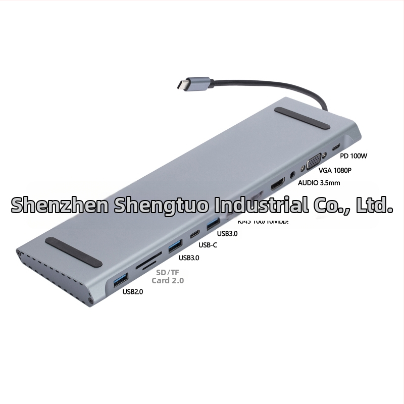 Type-C rozširovací hub a dokovacia stanica pre MacBook, 12-v-1 MST viacmonitorové zobrazenie, model AP-44, 5Gbps, externé napájanie