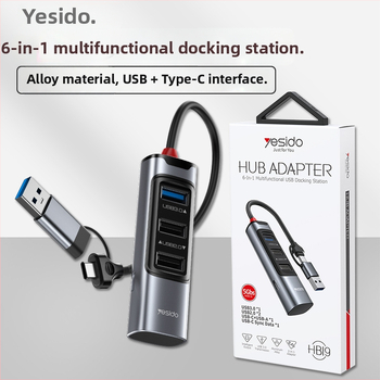 Yesido HB19 USB 3.0 šestportový hub pre MacBook, 5.0Gbps, napájaný cez USB