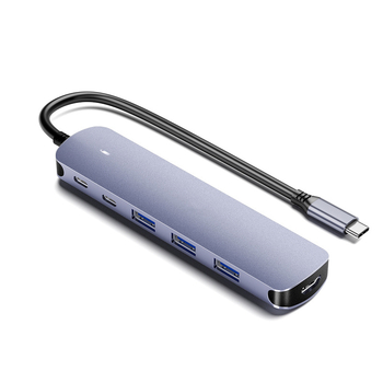 Stație docking Type-C, hub USB șase în unu, transfer 5 Gbps, interfață USB-C, până la șase porturi, fără alimentare externă