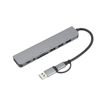 Type-C 8-in-2 višefunkcijska docking stanica, USB 3.0 hub, 10 Gbps, kabel duljine 20 cm, bez vanjskog napajanja, 1–6 priključaka