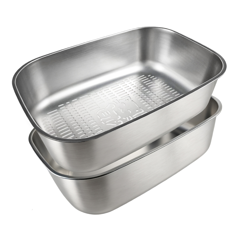 Cutie de nisip pentru pisici din oțel inoxidabil, înălțată, deschisă – anti-strop, formă circulară