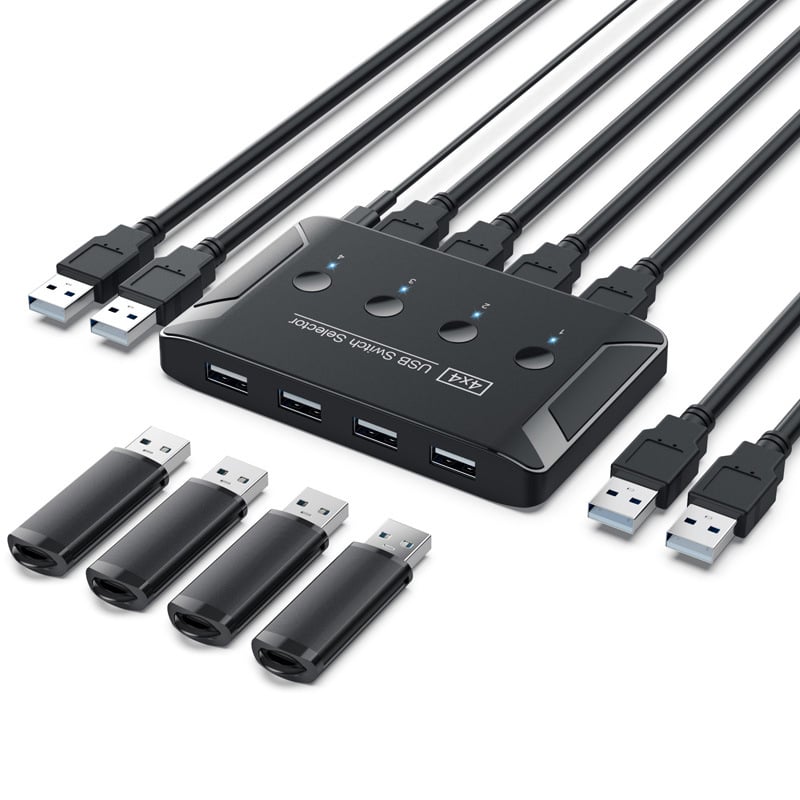 USB 2.0 prekidač, 4 ulaza/4 izlaza, model T28, s vanjskim napajanjem, kabel 1,5 m