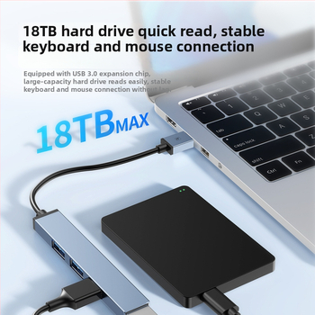 Toocki Pilot USB 3.0 4-portový hub, 5 Gbit/s, napájaný cez USB, kábel 0,1 m