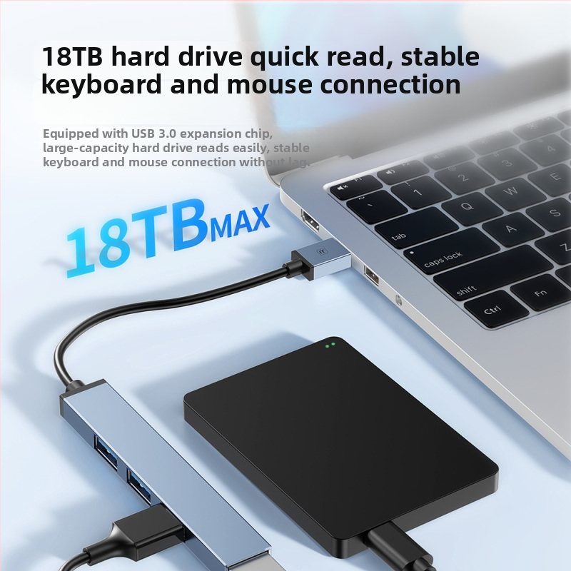 Toocki Pilot USB 3.0 4-portový hub, 5 Gbit/s, napájaný cez USB, kábel 0,1 m