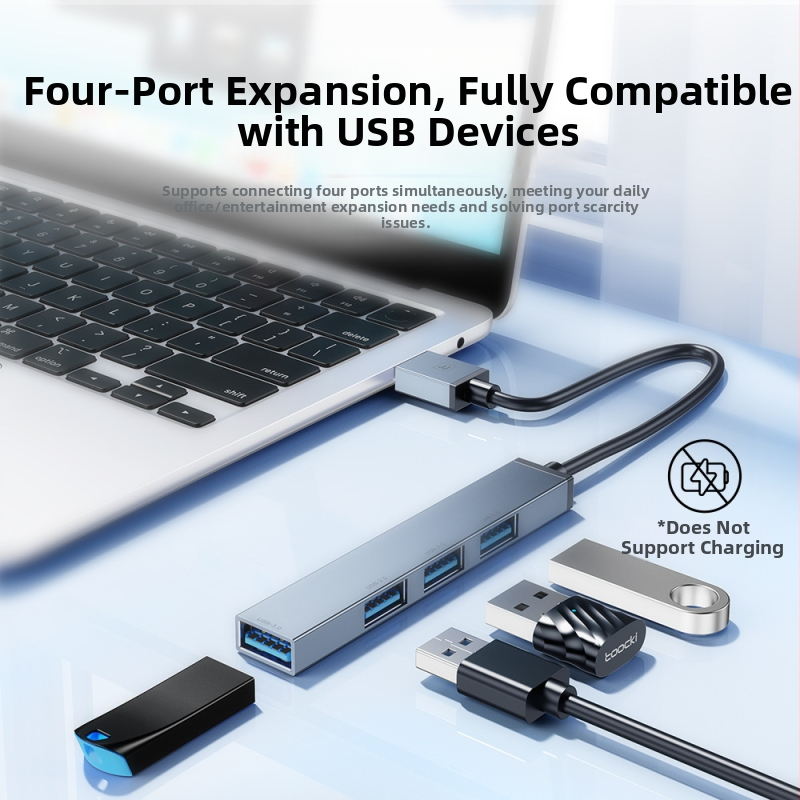 Toocki Pilot USB 3.0 4-portový hub, 5 Gbit/s, napájaný cez USB, kábel 0,1 m