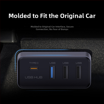 USB 3.0 rozšírenie centrálnej konzoly pre Tesla Model Y a obnovený Model 3, 4-portový hub pre glove box, Model T22, bez externého napájania