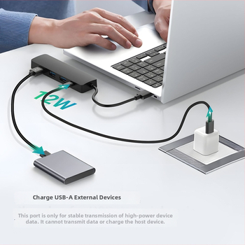 USB 3.0 dokovacia stanica 5-v-1 s HDMI 4K60Hz, USB hub 3 porty, kábel 0,15 m, bez externého napájania