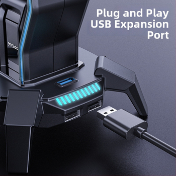 USB stolný stojan na slúchadlá s RGB podsvietením, HB25, Micro USB rozhranie