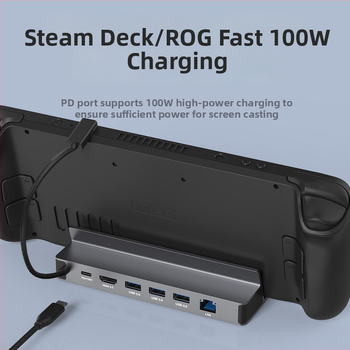ROG Steam Deck USB-C dok, hub 1–6, 5 Gbps, 10 cm kábel, bez externého napájania