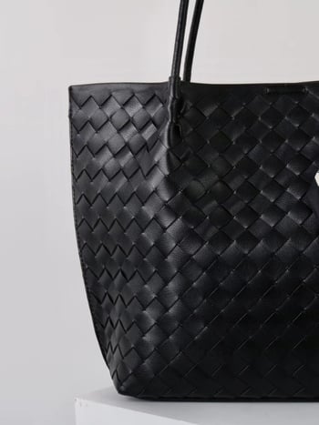 MISS SUMMER Valódi bőrből készült, szövött textúrájú váll- és kézitáska (Nagy kapacitás, mágneszár, belső zsebek telefonhoz és személyi igazolványhoz)