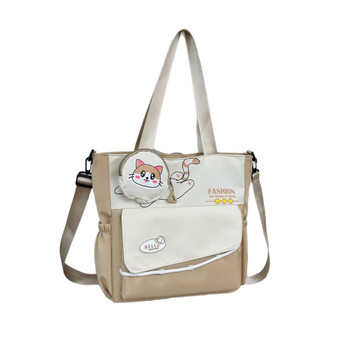 Jingxi nejlon válltáska, friss és édes stílus, függőleges négyzet alakú forma, cipzáros nyitás, poliészter bélés, belső telefontartó zseb, három vállszíj