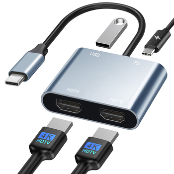 Type-C MST docking stanica s 2x HDMI, USB HUB, 4-u-1, podržava 4K, napajanje izvana