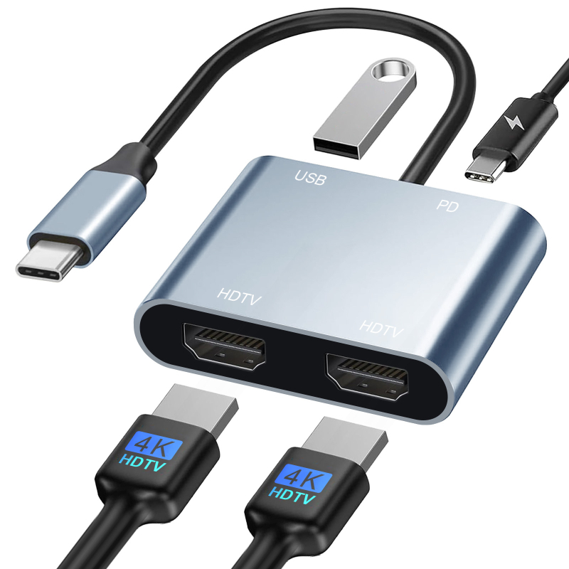 Type-C MST docking stanica s 2x HDMI, USB HUB, 4-u-1, podržava 4K, napajanje izvana
