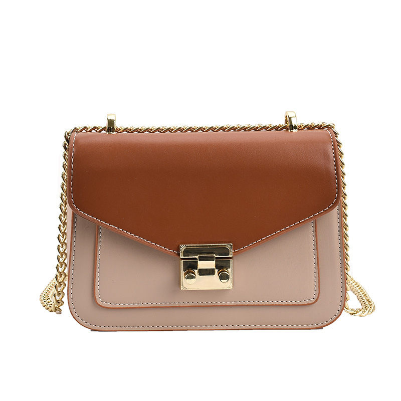 Női vintage stílusú keresztpántos láncos táska, PU anyag, vízszintes négyszögletes forma, fedéllel, egy vállpánt