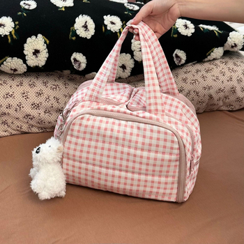 Kozmetikai táska kettős széles nyitással, bővíthető kapacitással, vízálló, száraz-nedves elválasztással, Oxford anyagból