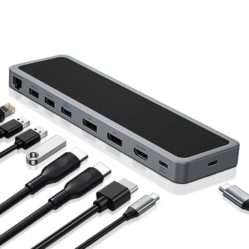 12-v-1 USB-C dokovacia stanica pre notebooky, USB-C rozhranie, 5 Gbps prenos, 1 m kábel, model YME-12, bez externého napájania