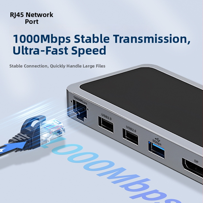 12-v-1 USB-C dokovacia stanica pre notebooky, USB-C rozhranie, 5 Gbps prenos, 1 m kábel, model YME-12, bez externého napájania