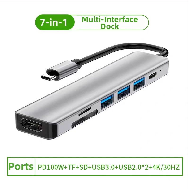 Type-C 7-in-1 dokovacia stanica so SD/TF čítačkou a USB 3.0 hubom, 5 Gbps