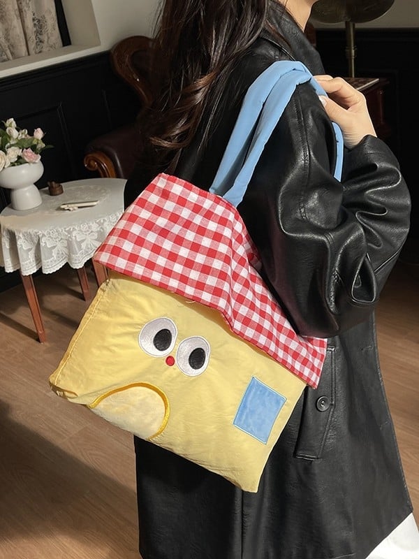 Női tote táska textil anyagból, vízszintes négyszögletes forma, cipzáras zárás, poliészter bélés, friss és édes stílus